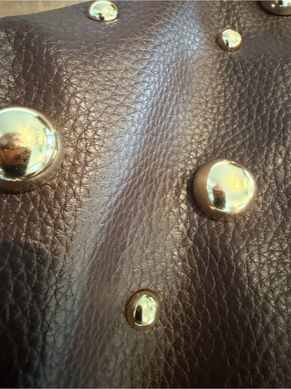 Olivia & Kate Brown Studded vegan leather Hobo Bag